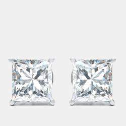 6.00 cts Princess Cut Lab Grown Diamond 18k White Gold Earrings