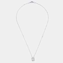 Pre Owned 1.30 cts Emerald Round Brilliant Cut 14k White Gold Lab Grown Diamonds Necklace