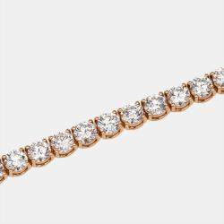 Pre Owned 11 cts Round Brilliant Lab Grown Diamonds 18k Rose Gold Tennis Bracelet
