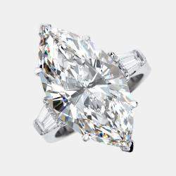 11.00 cts Marquise and Tapper Lab Grown Diamond 18k White Gold Ring Size 51