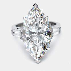 11.00 cts Marquise and Tapper Lab Grown Diamond 18k White Gold Ring Size 51