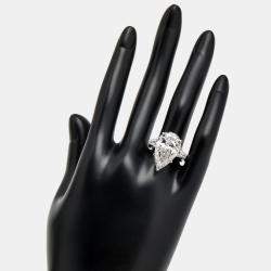 Pre Owned 11.00 cts Pear Cut and Trapezoid Lab Grown Diamond 18k White Gold Ring Size 51