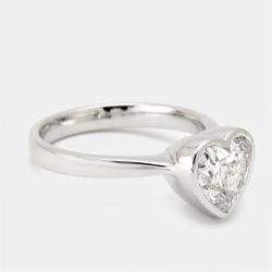 Pre Owned 2.00 cts Heart Brilliant Cut Lab Grown Diamond 18k White Gold Ring Size 51