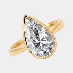 Pre Owned 2.80 cts Pear Brilliant 18k Yellow Gold Lab Grown Diamonds Ring Size 51