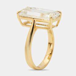 Pre Owned 7.20 cts Elongated Cushion 18k Yellow Gold Lab Grown Diamonds Ring Size 51