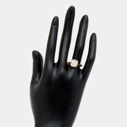 Pre Owned 3.00 cts Cushion Brilliant 18k Yellow Gold Lab Grown Diamonds Ring Size 51