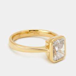 Pre Owned 2.00 cts Radiant Brilliant 18k Yellow Gold Lab Grown Diamonds Ring Size 51