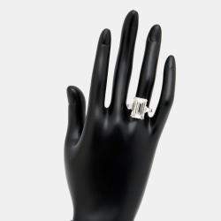 Pre Owned 10.50 cts Emerald Cut and Tapper Lab Grown Diamond 18k White Gold Ring Size 51