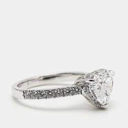 Pre Owned 2.50 cts Heart Brilliant Round 18k White Gold Lab Grown Diamonds Ring Size 51