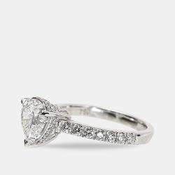Pre Owned 2.50 cts Heart Brilliant Round 18k White Gold Lab Grown Diamonds Ring Size 51