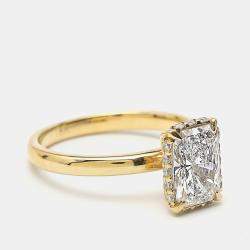 Pre Owned 2.00 cts Radiant Cut Round Brilliant 18k Yellow Gold Lab Grown Diamonds Ring Size 51