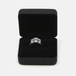 Pre Owned 4.00 cts Emerald Cut 18k White Gold Lab Grown Diamonds Ring Size 51