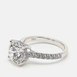 Pre Owned 3.50 cts 18k White Gold Round Brilliant Lab Grown Diamonds Ring Size 53