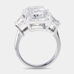 Pre Owned 14.00 cts Radiant Cut and Trapezoid Lab Grown Diamond 18k White Gold Ring Size 53
