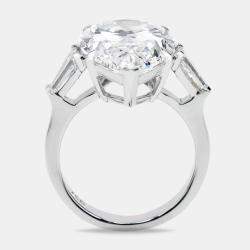 Pre Owned 11.00 cts Pear Cut and Trapezoid Lab Grown Diamond 18k White Gold Ring Size 53
