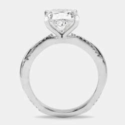 3.20 cts Cushion Cut and Round Lab Grown Diamond 18k White Gold Ring Size 53
