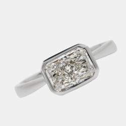 Pre Owned 1.50 cts Radiant Cut Lab Grown Diamond 18k White Gold Ring Size 53