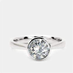 Pre Owned 1.30 cts Round Brilliant Cut Lab Grown Diamond 18k White Gold Ring Size 53