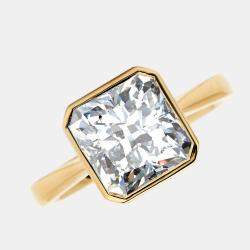 3.00 cts Square Radiant Brilliant Cut Lab Grown Diamond 18k Yellow Gold Ring Size 53