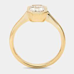 Pre Owned 1.50 cts Radiant Brilliant Cut 18k Yellow Gold Lab Grown Diamonds Ring Size 53