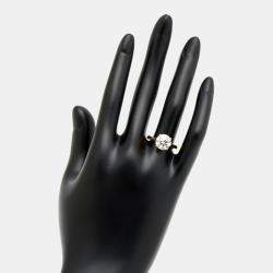 Pre Owned 3.00 cts Round Brilliant Lab Grown Diamond 18k Yellow Gold Ring Size 53