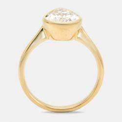 Pre Owned 2.80 cts Pear Brilliant 18k Yellow Gold Lab Grown Diamonds Ring Size 53