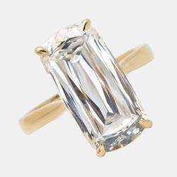 Pre Owned 7.20 cts Elongated Cushion 18k Yellow Gold Lab Grown Diamonds Ring Size 53