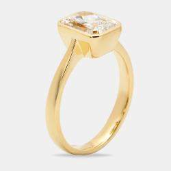 Pre Owned 2.00 cts Radiant Brilliant 18k Yellow Gold Lab Grown Diamonds Ring Size 53