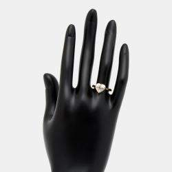 Pre Owned 2.00 cts Heart Brilliant 18k Yellow Gold Lab Grown Diamonds Ring Size 53