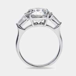 Pre Owned 3.50 cts Round Brilliant and Baguette Cut Lab Grown Diamonds 18k White Gold Ring Size 53