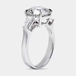Pre Owned 3.50 cts Round Brilliant and Baguette Cut Lab Grown Diamonds 18k White Gold Ring Size 53