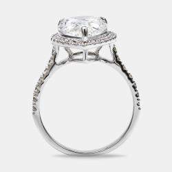 Pre Owned 4.50 cts Pear Round 18k White Gold Lab Grown Diamonds Ring Size 53