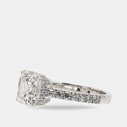 Pre Owned 3.80 cts Asscher Cut Round Brilliant 18k White Gold Lab Grown Diamonds Ring Size 53