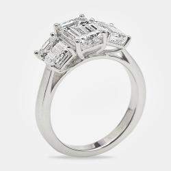 4.00 cts Emerald Cut 18k White Gold Lab Grown Diamonds Ring Size 53