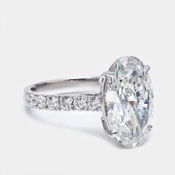 Pre Owned 5.65 cts Oval Round 18k White Gold Lab Grown Diamond Ring Size 54