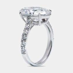 Pre Owned 5.65 cts Oval Round 18k White Gold Lab Grown Diamond Ring Size 54