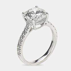 3.50 cts 18k White Gold Round Brilliant Lab Grown Diamonds Ring Size 54