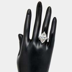 Pre Owned 11.00 cts Marquise and Tapper Lab Grown Diamond 18k White Gold Ring Size 54
