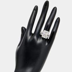 Pre Owned 14.00 cts Radiant Cut and Trapezoid Lab Grown Diamond 18k White Gold Ring Size 54
