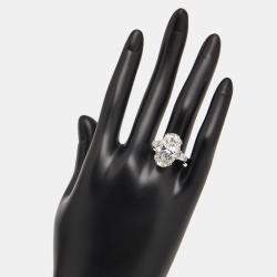 11.00 cts Oval Cut and Trapezoid Lab Grown Diamond 18k White Gold Ring Size 54
