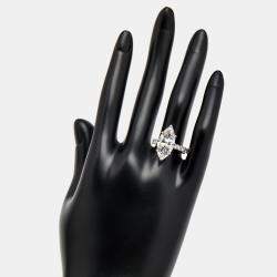 Pre Owned 5.60 cts Marquise and Round Lab Grown Diamond 18k White Gold Ring Size 54