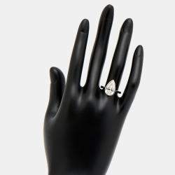 Pre Owned 3.00 cts Pear Brilliant Cut Lab Grown Diamond 18k White Gold Ring Size 54