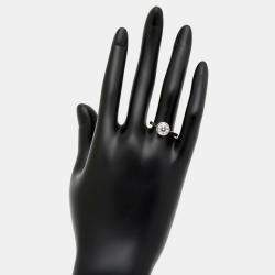 Pre Owned 1.30 cts Round Brilliant Cut Lab Grown Diamond 18k White Gold Ring Size 54