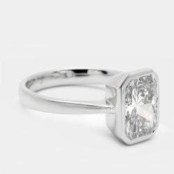 2.80 cts Radiant Cut Lab Grown Diamond 18k White Gold Ring Size 54
