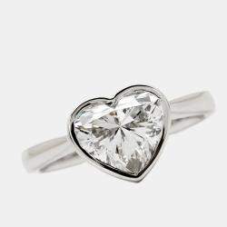 Pre Owned 2.00 cts Heart Brilliant Cut Lab Grown Diamond 18k White Gold Ring Size 54