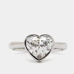 Pre Owned 2.00 cts Heart Brilliant Cut Lab Grown Diamond 18k White Gold Ring Size 54