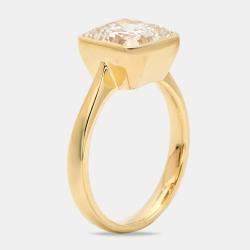 Pre Owned 3.00 cts Square Radiant Brilliant Cut Lab Grown Diamond 18k Yellow Gold Ring Size 54