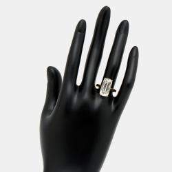 Pre Owned 7.20 cts Elongated Cushion 18k Yellow Gold Lab Grown Diamonds Ring Size 54