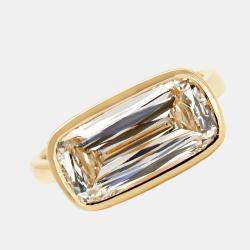 Pre Owned 5.30 cts Elongated Cushion 18k Yellow Gold Lab Grown Diamonds Ring Size 54