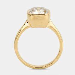 Pre Owned 3.00 cts Cushion Brilliant 18k Yellow Gold Lab Grown Diamonds Ring Size 54